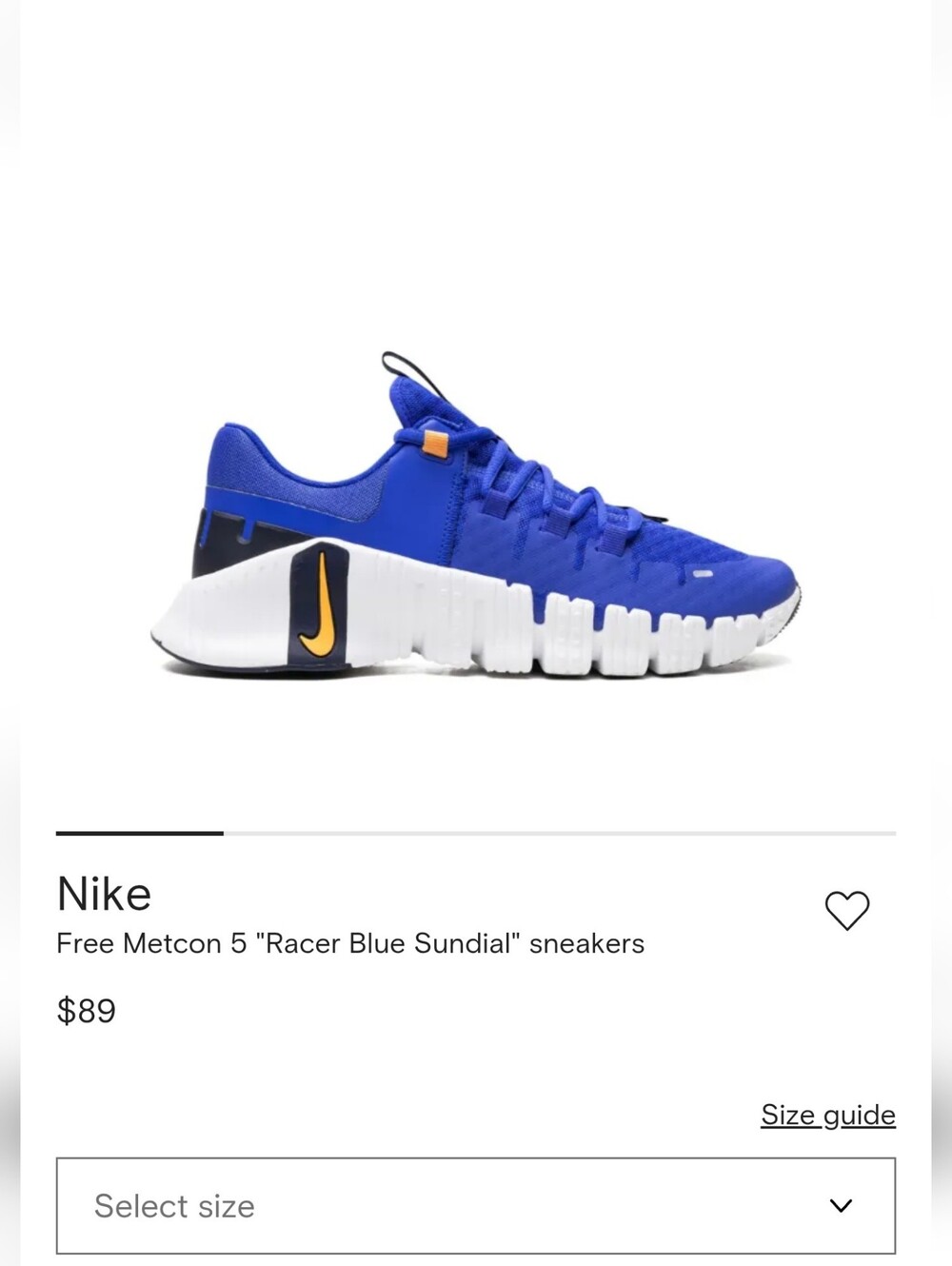 Nike Free Metcon 5 Sneakers - Racer Blue Sundial 7.5M Or 9W